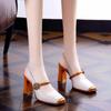 2024 Retro Style Women Pumps Chunky High Heels Square Toe Spring Summer Sandals SShallow Buckle Strap Ladies Shoes