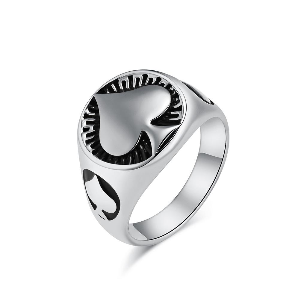 Poker Spade A Titanium Steel Ring Ring Men's Niche Personality Lucky Accessories Hipster Wear Hand Accessories