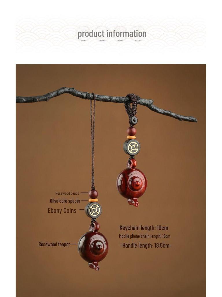 Подвеска-брелок в виде чайника из розового дерева для мужчин и женщин - небольшие ручные украшения