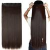 Женские наращивание прямых волос с 5 клипсами, 24 дюйма, натуральный коричневый цвет, 1 шт.