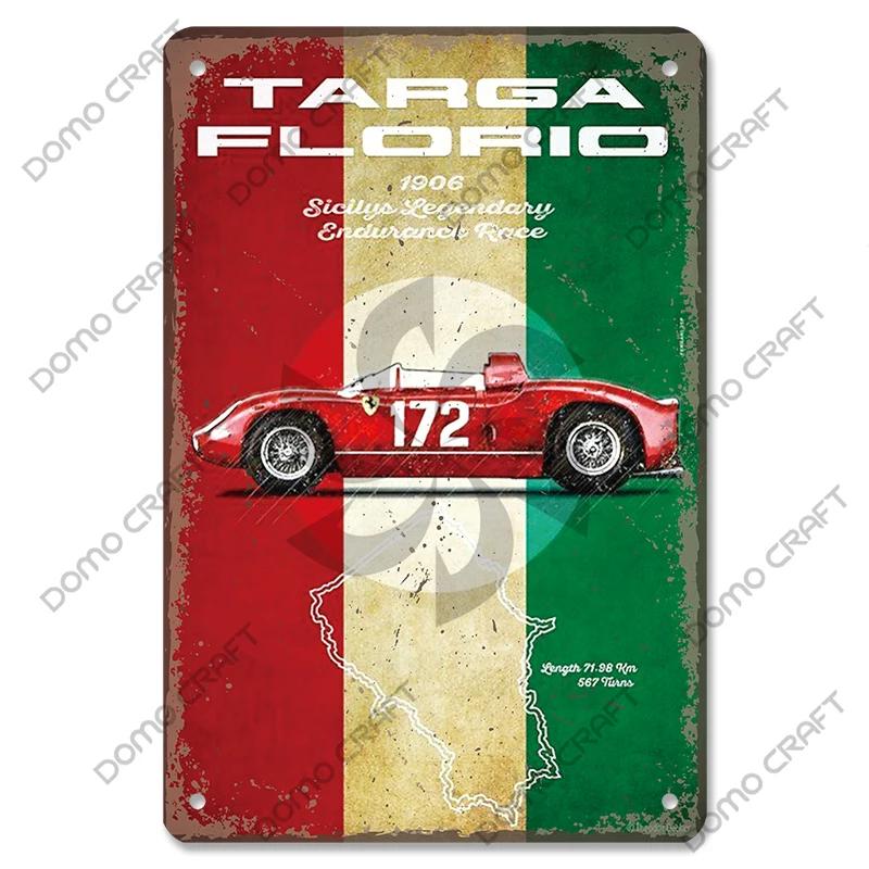 Racing Car Plaque Metal Tin Sign F1 Racetrack Vintage Poster Wall Art Decor for Garage Racing Club Home Wall Decoration