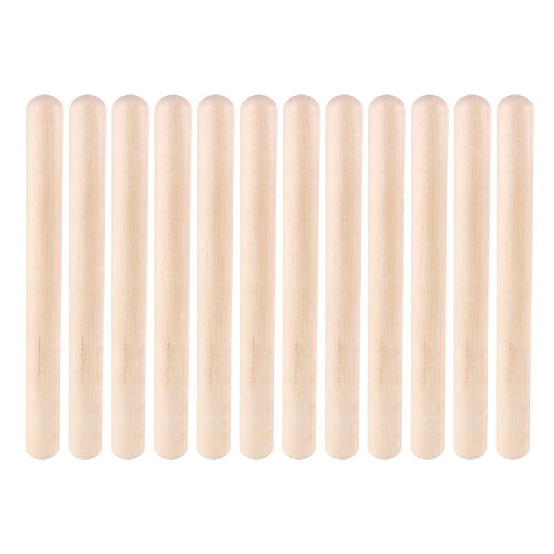 12Pcs Wood Drum Sticks Portable Music Rhythm Sticks Orff Percussion Instrument Percussion Stick Children Musical Toy