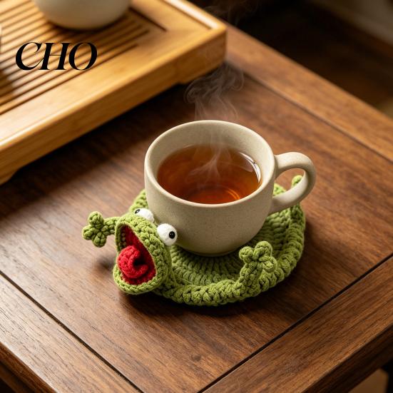 Crochet Animal Coaster DIY Lizard Kit, Handmade Knitting Crafts, Decorative Drink Mug Coffee Cup Mat for Adults, Beginner Kit