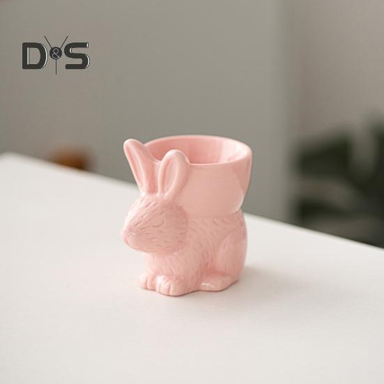 Ceramic Rabbit Egg Cup Bunny Egg Holder Breakfast Table Decor Egg Stand for Soft Boiled Egg Kitchen Utensils Easter Decoration