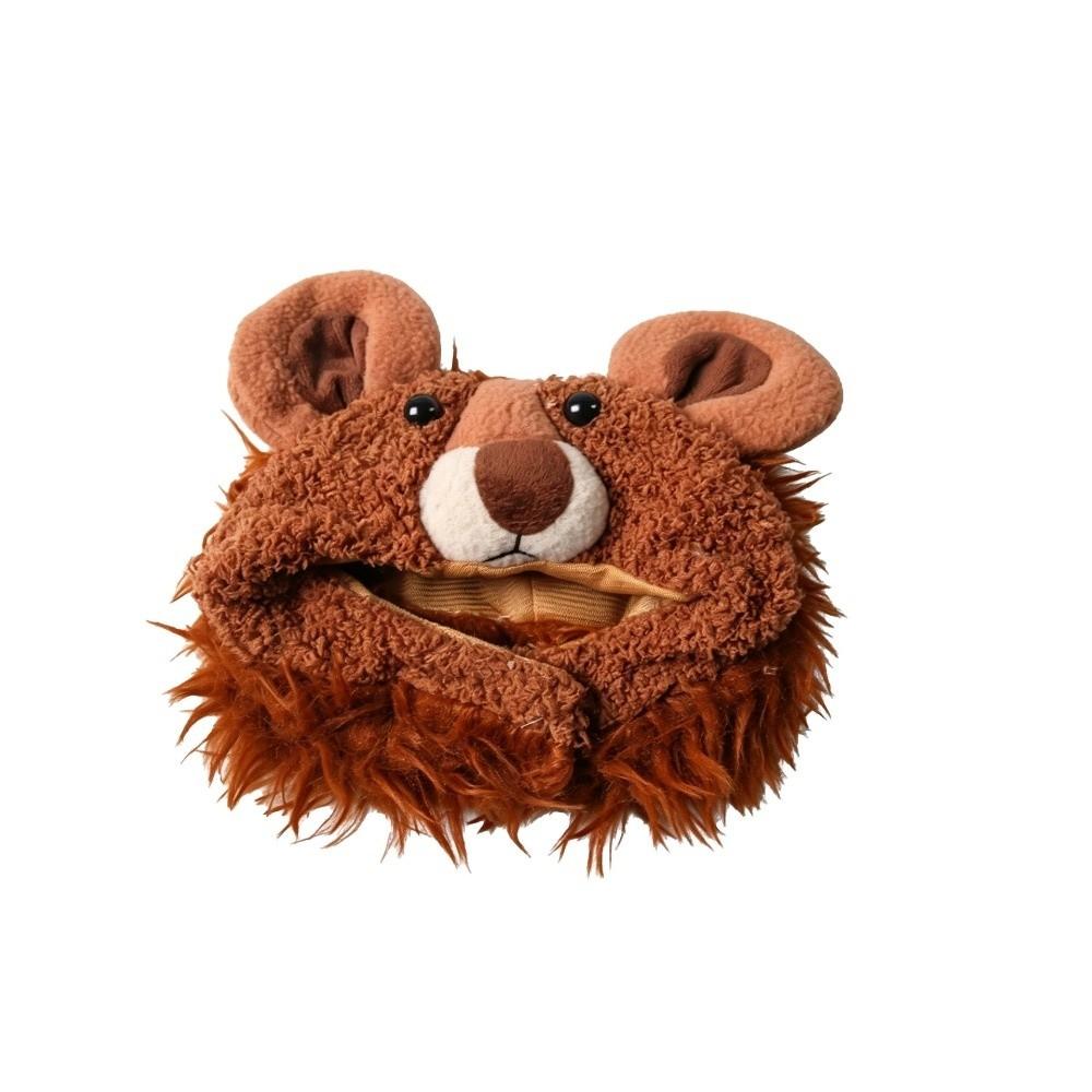 Skin Friendly Pet Lion Mane Hat Cartoon Lion Face Cat Costume Headwear Birthday Gift