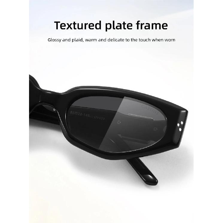 CAPONI Brand Luxury Women Sunglasses Fashion Polarized Outdoor Vintage Acetate Design Cat Eye Eyewear UV420 Black Shade CP35025