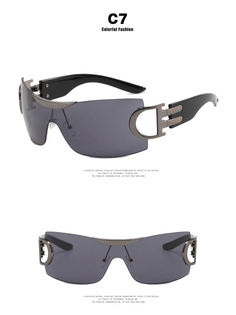 Большие безободковые солнцезащитные очки Y2K 2022 - Футуристичный спортивный дизайн