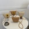 2025 Summer New Woven Flower Bucket Bag Simple Casual Underarm Shoulder Bag Personalized Foreign Style Oblique Span Bag