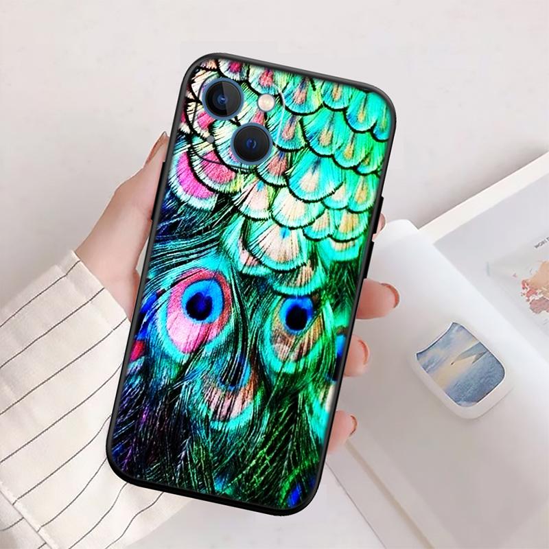 RP55 Peacock feather New High-End Shell Phone Case for Redmi Note 8 9 Pro Max 9S 9T 9C NFC 8T 8A 10A A4