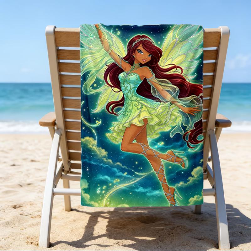 Ultra-Soft Beach Towel with Winx Club Theme,Ideal for Pool - Camping, Diving - Perfect Travel Essential, Vibrant Beach Towel.
