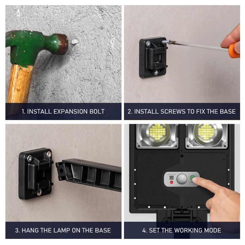 Светодиодный солнечный уличный фонарь, садовый прожектор, дистанционное управление, гараж с датчиком движения, настенный светильник, освещение дворовой дорожки