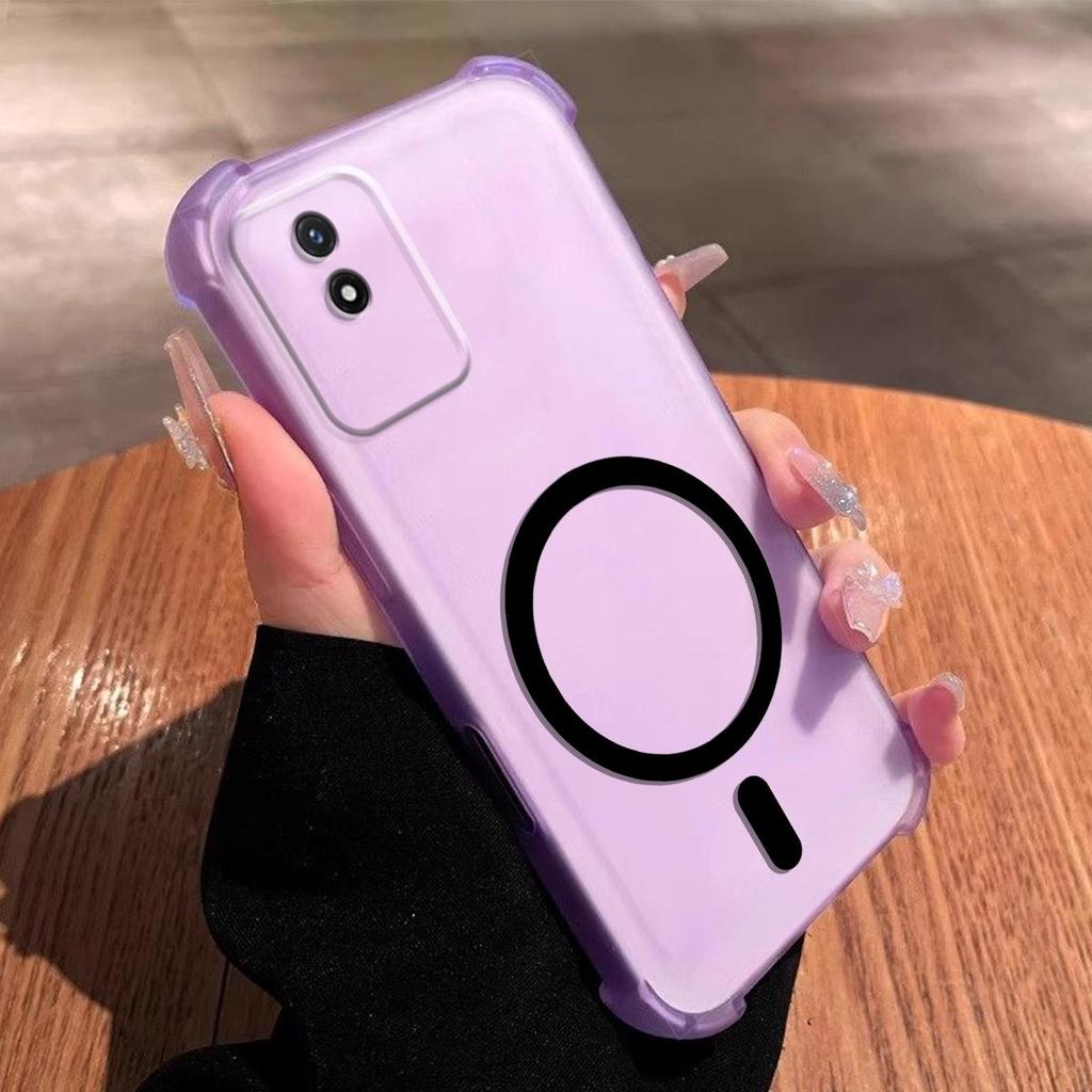 Самодельный силиконовый чехол с магнитным кольцом для Vivo Y02t, противоударный, с защитой углов-подушек безопасности