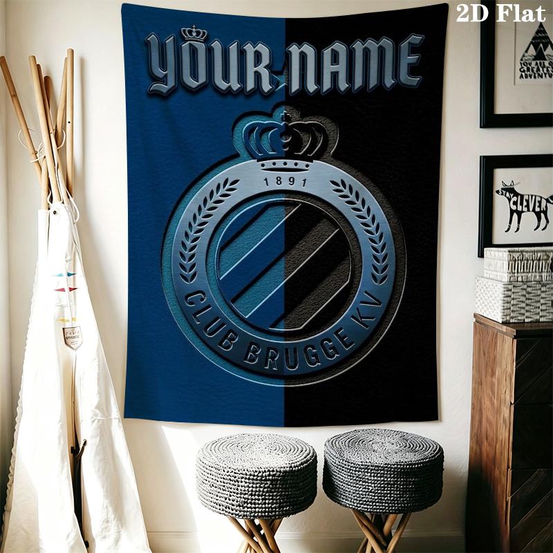 Custom Name Club Brugge Kv Wall Tapestry Aesthetic Wall Hanging Printed Fabric Blanket Decorative Tapestries for Bedroom Living Room Home Decor