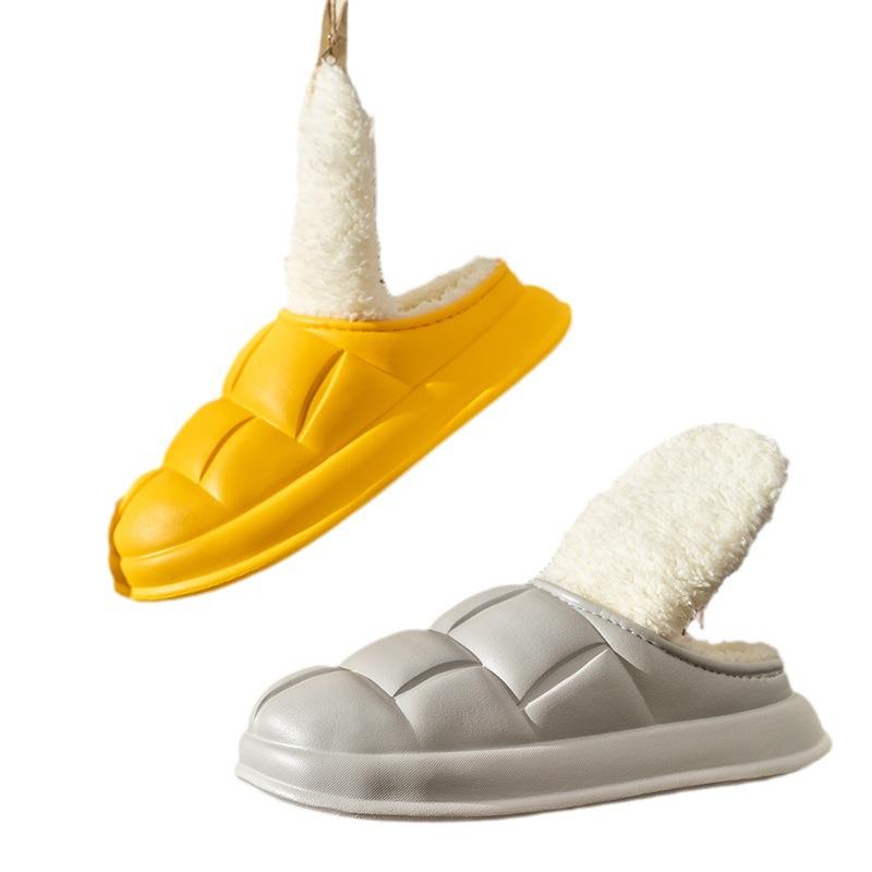 Водонепроницаемые хлопковые тапочки на толстой подошве для дома на зиму, материал ЭВА, цветочный дизайн, для пар, домашний комфорт