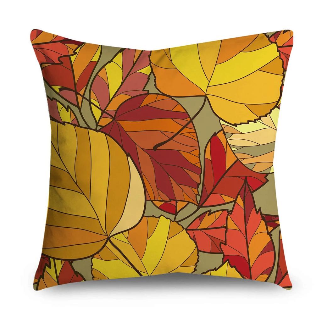Autumn Cartoon Leaf Pattern Decorative Pillowcase Living Room Office Ornaments Home Pillowcase