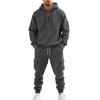 Мужской зимний флисовый костюм с несколькими карманами на молнии, повседневный костюм с капюшоном