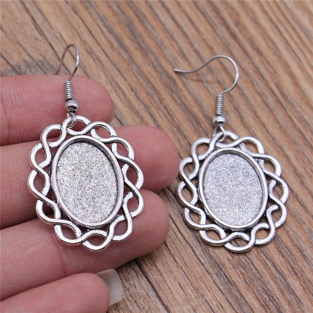 Oval Ear Hook Glass Cabochon Base Setting Tray Drop & Dangle Earring Women's Jewellery Party Boho Findings & Components
