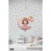 Cute Girl Sitting On The Moon Kids Room Door - Wall Adhesive Sticker Set