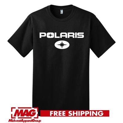 ЧЕРНАЯ ФУТБОЛКА POLARIS Футболка для квадроцикла Футболка Снегоход Снег Внедорожник RZR Гонки Спорт Унисекс Футболка