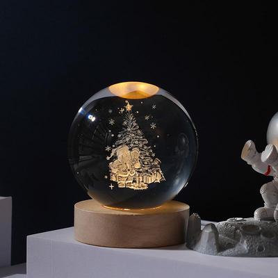 Ночник в виде хрустального шара «Звездное небо» (3D) — настольное украшение, рождественская игрушка.