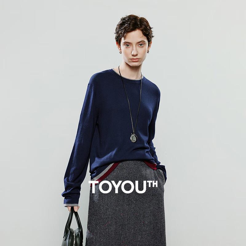 Women's American Style Round Neck Wool Blend Knit Sweater