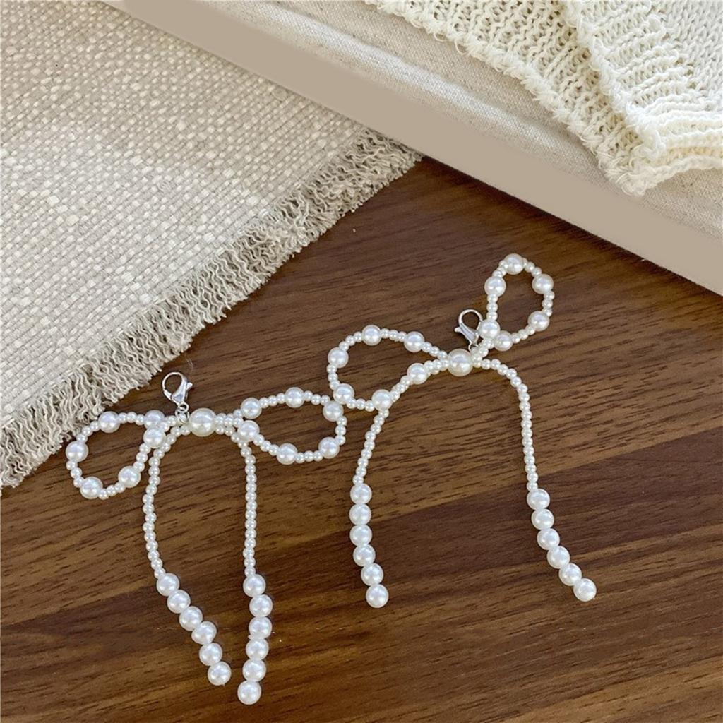 1 Pair Lovely Bowknot Phone Pendant Beaded Keyrings Bag Accessory Elegant Bag Ornament Shoe Pendant for Any Occasion