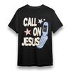 Women's Plus Size T-shirt With Call On Jesus Graphic Unisex Black Cotton Tee USA