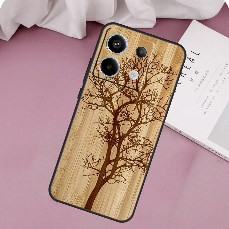Дерево Цветок Бамбук Деревянный Чехол Для Xiaomi Redmi Note 13 Pro 14 12 11 10 9 11S 12S Redmi 15 14C 10C 12C 13C 15C Чехол
