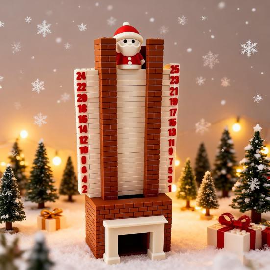 Календарь Адвента Санта 3D Санта Клаус Спускающийся по Камину Рождественское Украшение для Отсчета Времени со Скользящим Дизайном для Праздничного Настольного Украшения
