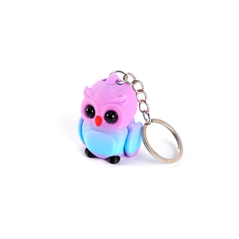 Creative 3D Printing Owl Keychain Pendant Multi-Joint Movable Simulation Animal Toy Model Keychain Bag Accessories Kids Gift