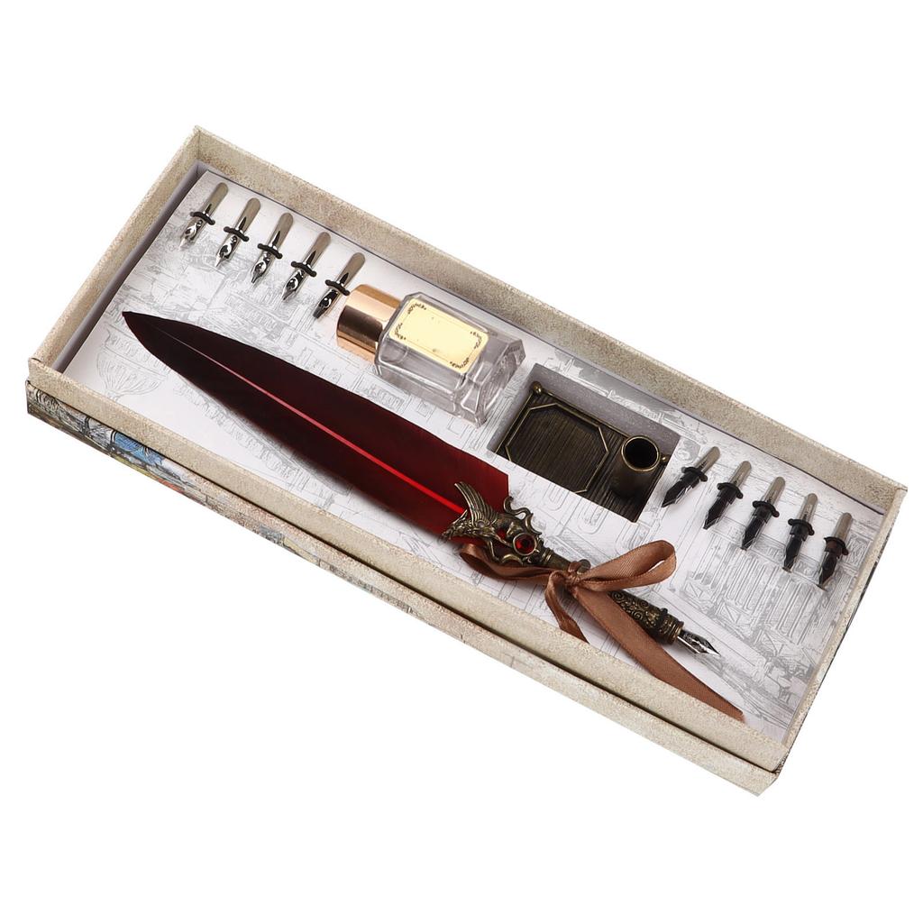 Набор перьевых ручек Винтажный Креативность Чернила Резьба Письменный Набор для Любимого Учителя Одноклассника Подарок Бордовый