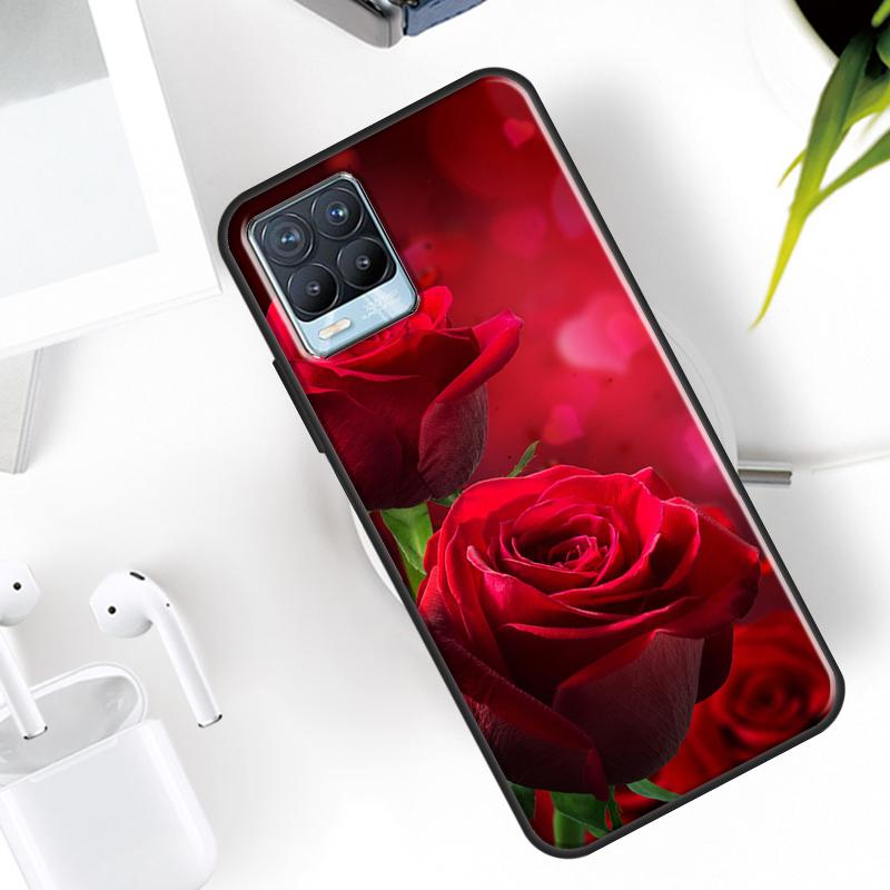 Ярко-красные розы Цветы Для Realme C55 C35 C33 C31 C30 C21Y GT Neo 5 3T OnePlus 11 10 9 Pro 10T Nord 2 3 2T CE Чехол