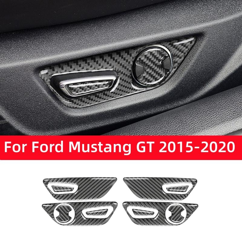VHOH8 For Ford Mustang GT 2015-2021 Car Accessories Carbon Fiber Interior Car Seat Adjust Button Panel Frame Trim Cover Sticker Decor