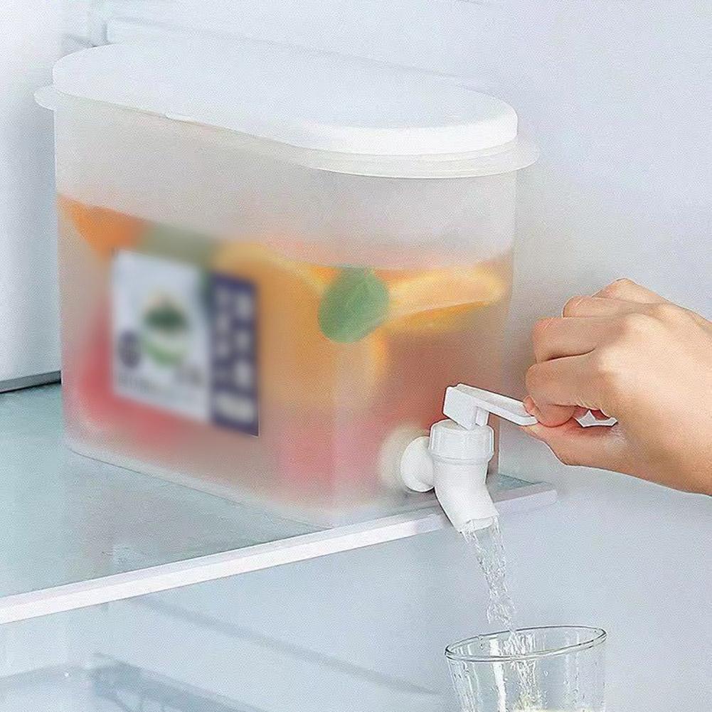 Beverage Dispenser With Faucet, Large Capacity Cold Water Pitcher, Drink Dispenser With Lids, 3.5L(1Gallon) Refrigerator Cold Kettle For Home Kitchen