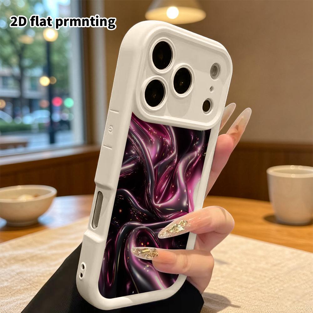 Чехол для телефона: 2D плоский дизайн, подходящий для iPhone 18, 17, 16, 15, 14, 13 Pro, ступенчатый защитный чехол, металлическая текстура, подарок на Хэллоуин
