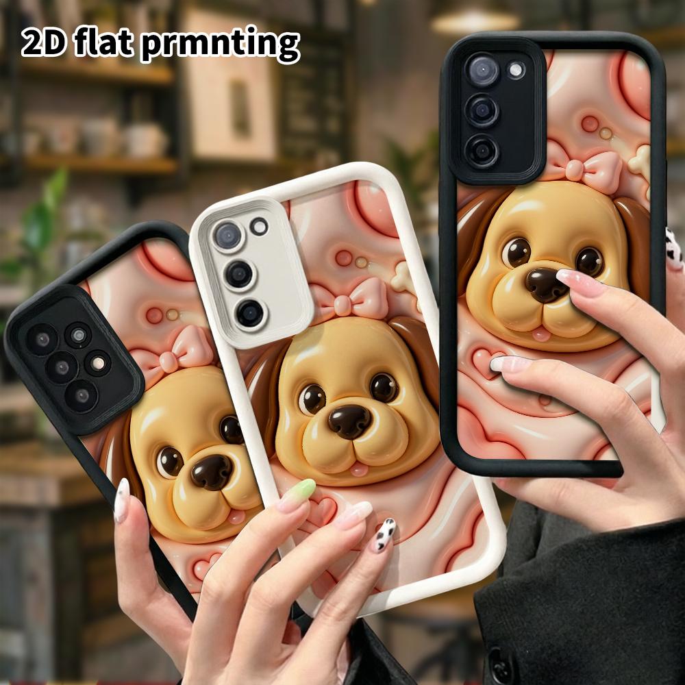 Phone Case: 2D flat design suitable for Samsung Galaxy A34 A35 M05 M06 S20 S22 S21 FE Plus 5G protective case, bowknot puppy, perfect Christmas and Ha