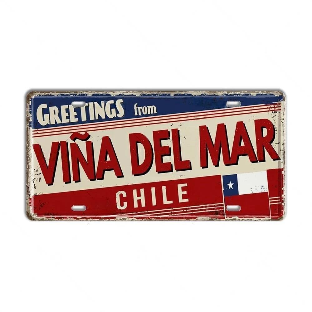 Chile Argentina Ecuador Colombia License Plate Landmark Metal Sign City State Decorative Car Plate Garage Club Bar Wall Decor
