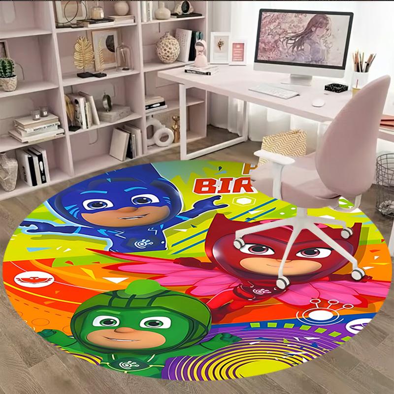 1pc PJ Marks1 Print Round Carpet Chair Round Carpet Suitable for Bedroom Living Room Home Decorative Carpet