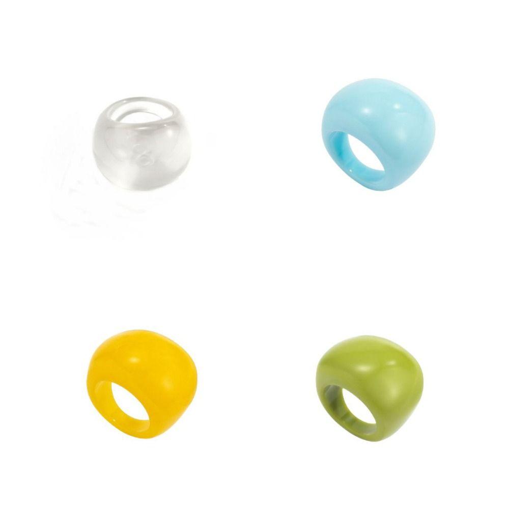 Candy Color Geometric Ring Classic Big Dome Plain Ring Jewelry Accessories Acrylic Ring Part