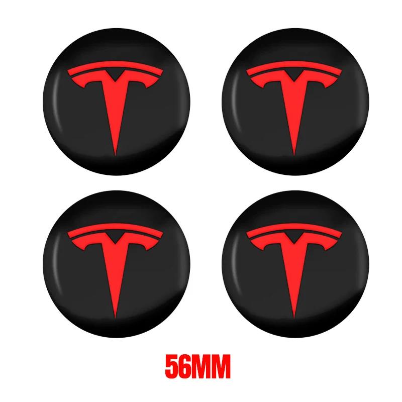 GEWT6 4pcs 56mm Tesla Hub Cap Center Cap Logo High Quality Sticker for Tesla Model 3 Y S X Personalized Car Sticker Car Accessories