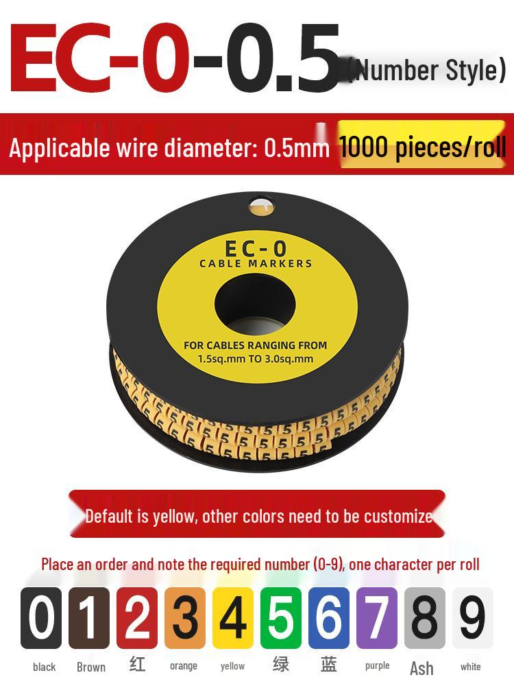 Цветные маркерные гильзы для проводов - Защелкивающиеся номерные трубки-идентификаторы для кабелей
