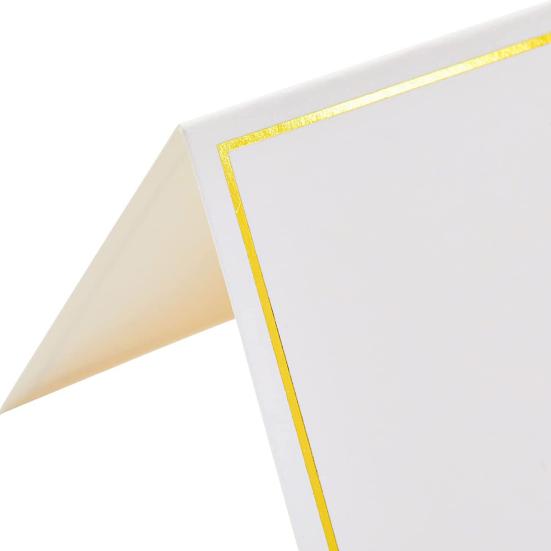 50/100 Sheets Ceat Cards Double-sided Golden Foil Border Thick Paper Smooth Writing Weddings Banquets Events Table Cards Name Cards Tent Cards