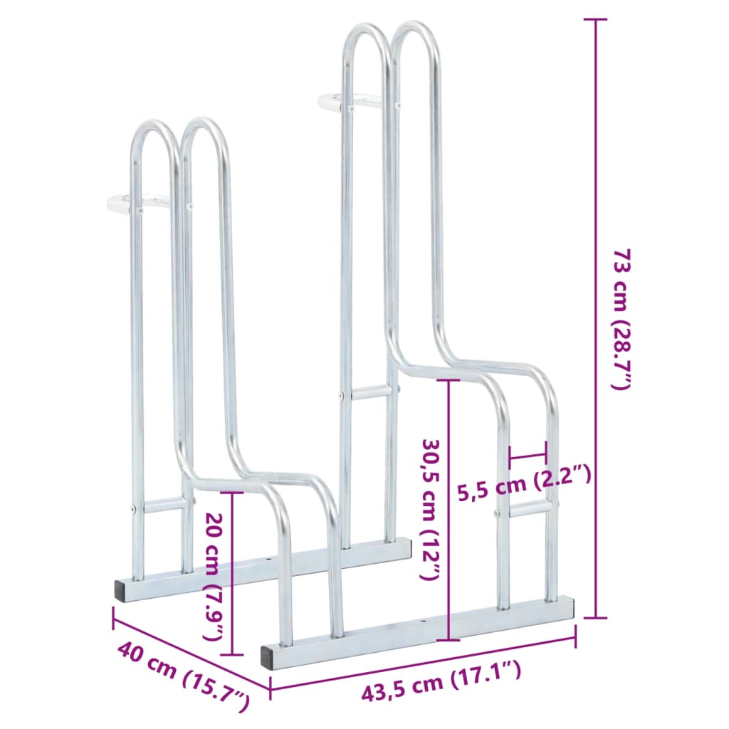 2 Bike Freestanding Bike Stand Galvanized Steel