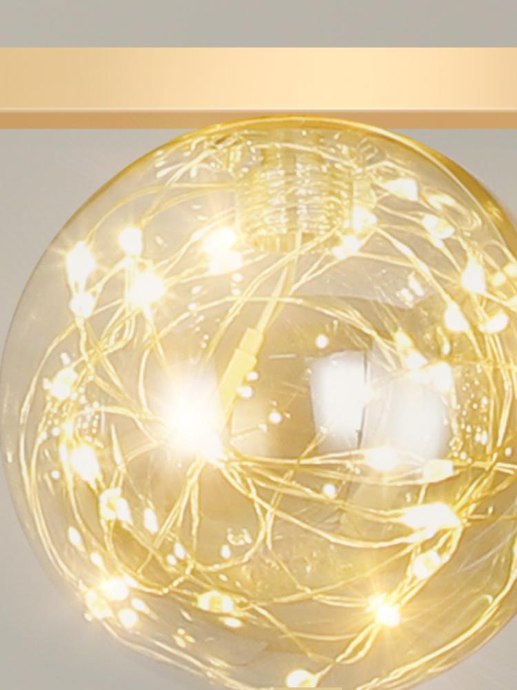 Современная креативная люстра с круглыми лампами, прозрачный стеклянный шар, потолочный подвесной светильник, романтическая звезда, декор для гостиной, светодиодное освещение, золото
