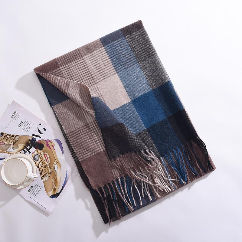 Korean Version New Rainbow Splicing Color Plaid Shawl Female Male Imitation Cashmere Long Scarf Women Men Warm Tassel Muffler