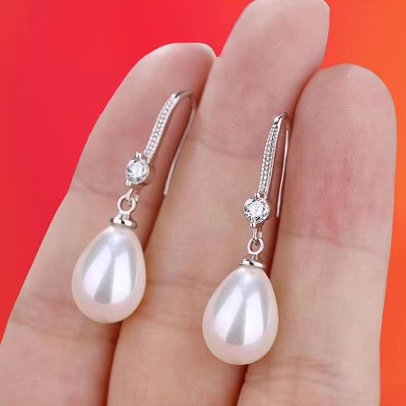 Ювелирные изделия для женщин Серьги с каплями жемчуга для женщин Серьги с красным белым круглым жемчугом Овальные серьги Свадьба Помолвка День святого Валентина Подарок