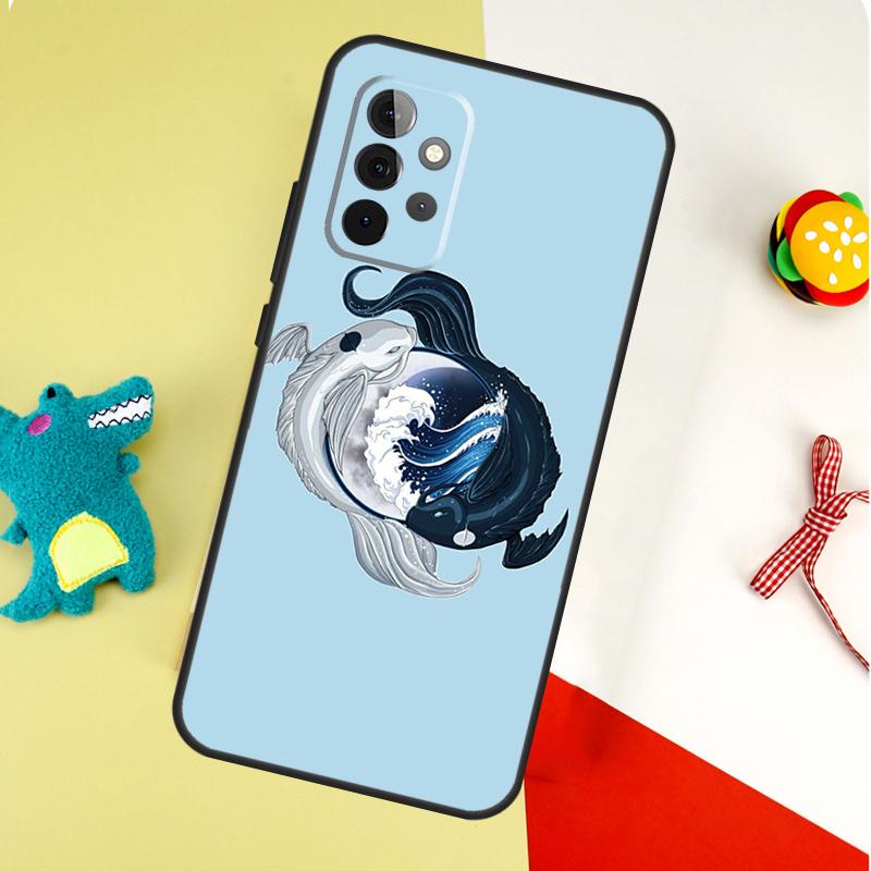 Чехол для телефона Samsung Galaxy A55 A35 A15 A54 A34 A14 A53 A33 A13 A05 A06 A16 A22 A32 A52 с изображением рыбы кои в стиле Инь-Ян