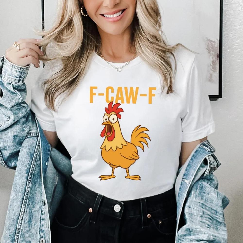 Смешная футболка F-Caw-F, Футболка с мемом про петуха, Дерзкая футболка для любителей птиц, Футболка с вороном в лунном свете, Черная птица футболка, Футболка с мемом про курицу