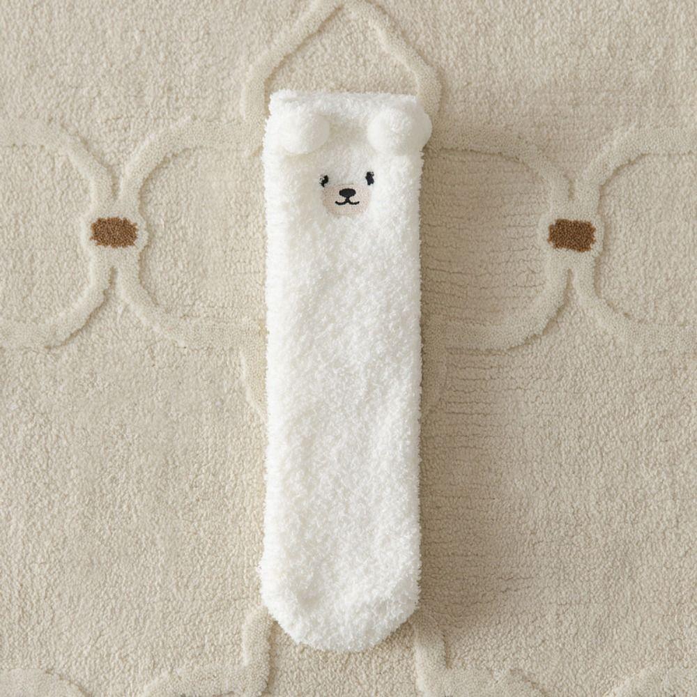 Fashion Design Coral Fleece Thermal Warm Cute Dog Socks Women Hosiery Home Sleep Socks Calf Socks