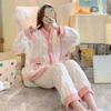 Thickened Warm Sleepwear Pink Peach Coral Velvet Women Homewear Suit Autumn and Winter Ladies Cardigan Two-Piece Set Nightwear